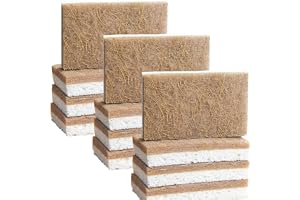 12 Pack Eco-Friendly Coconut Fiber Kitchen Sponges - Biodegradable, Durable, and Soap-Saving for Pots, Pans, Countertops, Bathtubs, and Tiles, Sponge Dish (Square)
