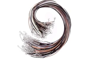 TUPARKA 60 x Waxed Necklace Cord Black Chain with Clasp 2 mm Loose for Necklace Bracelet Jewellery Making Accessory