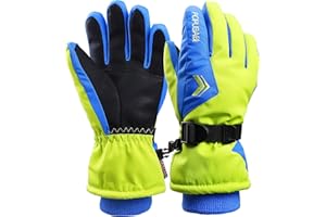 POPUBABI Gants Enfants Gants de Ski garçon Fille, Gants d'hiver étanches Enfants, 3-13 Ans Gants de vélo Coupe-Vent, Gants de Neige Chauds Enfants pour Snowboard Ski vélo