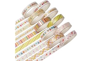 KAVI' S Maigre Or Washi Tape Set Masking Tape Ruban adhesif decoratif pour Scrapbooking Artisanat de Bricolage 8MM de large (Party Elements)