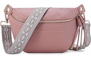 HKCLUF Marsupio Donna Elegante Marsupio Tracolla Donna in Pelle Vegana Borsa a Tracolla Donna e 2 Spallacci Regolabili 6-2 rosa taglia unica