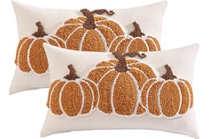 2 stycken höstörngott broderi orange pumpa 30 x 50 cm soffkudde