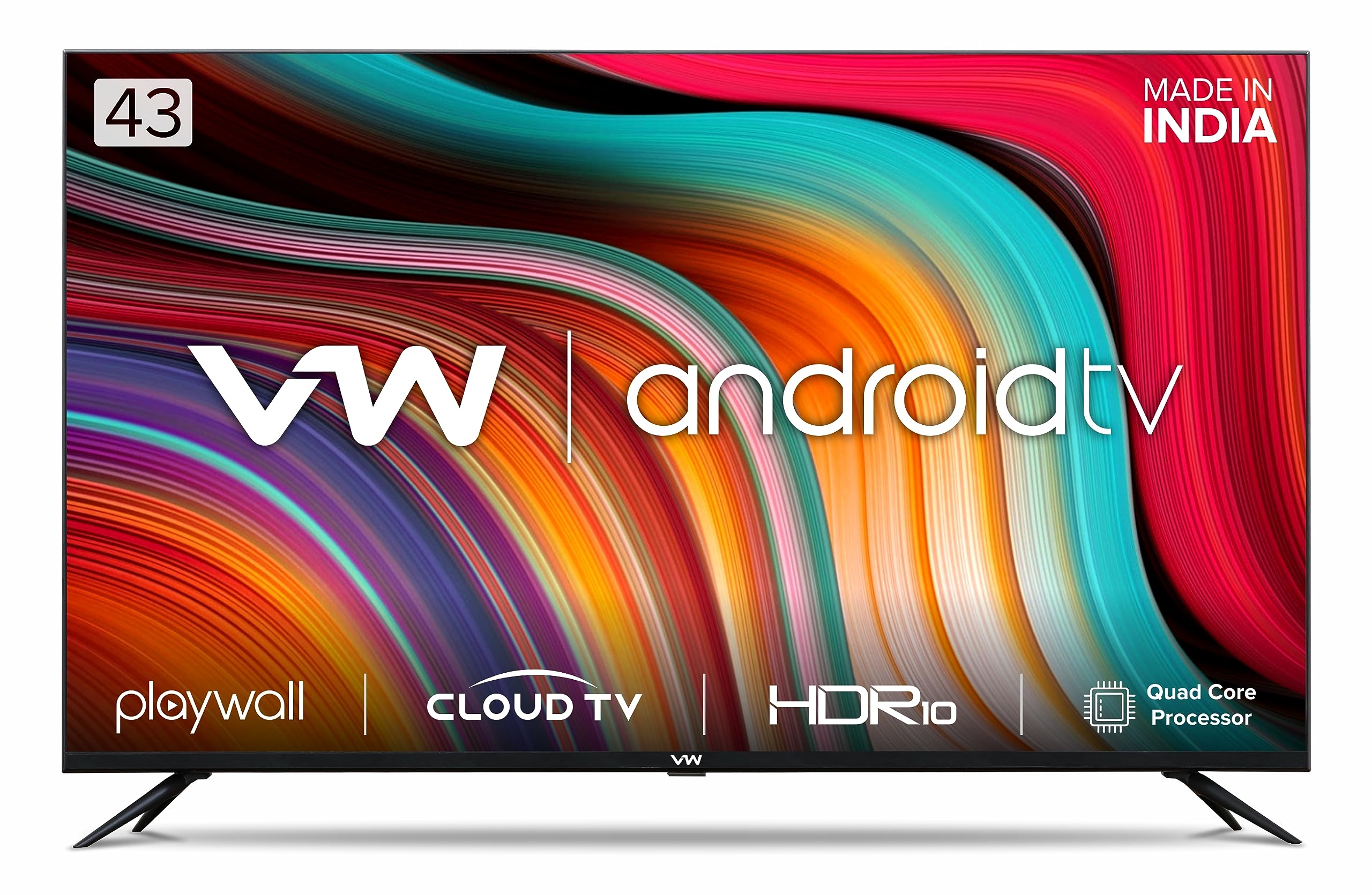 VW 109 cm (43 inches) Playwall Frameless Series Full HD Android Smart LED TV VW43F1 (Black)