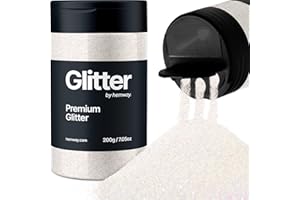 Hemway Premium Glitter Shaker - Mother of Pearl Iridescent | 200g Ultrafine Halloween Metallic Flake Sequins for Resin & Epoxy Crafts | Craft Supplies for Decorating Masks, Nail, Face, Bunting, Art