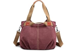 DIRRONA Casual Bolso de Mujer Moda Lienzo Bolsos Bandolera Viajes Bolso Bandolera Mujer Bolsa de Lona Trabajo Compras Bolsos Cruzados Multibolsillos Uso Diario Púrpura