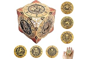 FLUEFOWL 2025 Nouveaux dés toupie DND, Ensemble de dés métalliques 7-en-1 avec Relief 3D, dés polyédriques pour Jeux de rôle Donjons et Dragons, Accessoires D&D pour MJ et Joueurs (Or Antique)