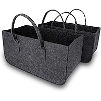 Filztaschen 2 Stück Kaminholztasche Filz, Kaminholzkorb Filztasche Shopper Faltbar Groß Filz Einkaufskorb für Holz…
