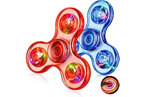 Gigilli Fidget Spinners 2 Pack, LED Illumina Fidget Giocattoli per Bambini, Bomboniere Della Festa Glow nel buio Fidget Giocattoli, Compleanno Classroom Premi per Bambini (Rosso e Blu)