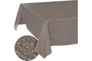 ‎ANRO Tischdecke abwaschbar Wachstuch Wachstuchtischdecke Gartentischdecke Leinen-Optik Pflegeleicht Wasserabweisend 140 x 100 cm (Rechteckig) Braun mit Saum