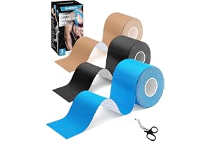 Kinesiotape,Kinesiologi Tape 5 m x 5 cm Vattent?t Elastisk Muskelst?d och ?terh?mtning av skador f?r sport (Svart, blå
