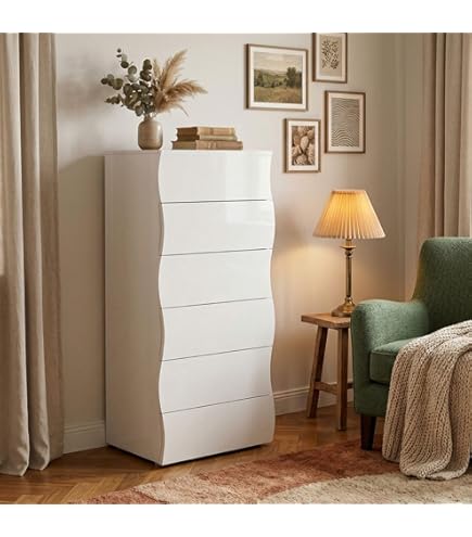 Settimino 5 cassetti effetto olmo naturale, bianco laccato: Cigno Mondo Convenie