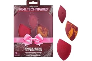 ‎REAL TECHNIQUES Real Techniques Makeup Sponge Superstars 3-Piece Set, Miracle Complexion, Airblend & Concealer Sponges for Liquid or Cream, Flawless Blending, Latex-Free, Vegan, Cruelty-Free Tools