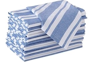 Encasa Homes Tovaglioli da tavola 12 pz Set di grandi 43 x 43 cm (17 x 17 inch) - Blue Stripes Franca - Assorbente Pesante cotone pesante partito tessuto tessuto lavabile in lavatrice per la casa