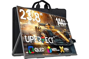 UPERFECT 24" 120Hz QLED Portable Monitor 1080P 125% sRGB 400Nits w/Stand & VESA, HDMI USB-C FHD Travel Monitor for Laptop/Gaming Devices/Phone/Mini PC, External Second Screen for Gaming & Work