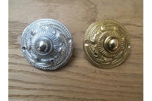 Ironmongery World® - Timbre para puerta delantera (latón macizo, estilo vintage), ROUND POLISHED BRASS ROCOCO