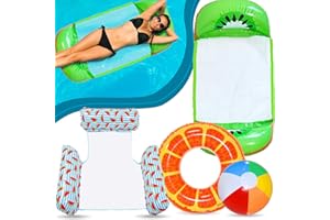 Lubibi Inflatable Pool Float Set with 2 Water Hammock, Swimming Ring, Beach Ball, Portable Fruit Swimming Pool Inflatables, Perfect for Summer Pool Party Decorations, Summer Fun for Famil