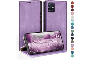 HUOUH Funda para Samsung Galaxy A51 4G Estuche de Billetera con Cuero de PU con Bloqueo RFID,Titular de Tarjeta de crédito,Cubierta a Prueba de Golpes teléfonos Fundas para Samsung A51 Lila Violeta