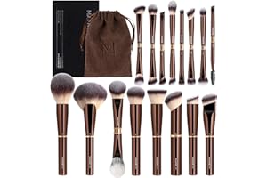 ‎MAANGE MAANGE 18 Piece Makeup Brush Set with Gift Box - Double Ended Multifunction Makeup Brushes for Foundation, Powder, Concealer, Eyeshadow, Blush & Contouring