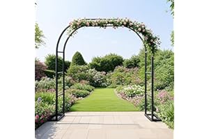 AJTXCSFOQL Arco Rampicanti Archi Giardino 120 180 200 240, Sostegno Pergolato in Metallo per Rose Fiori Piante Vite, Supporto per Decorazioni Nozze Esterni e Interni(Black,W240 x H250 x D40 cm)