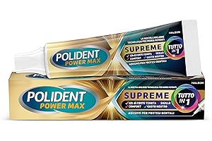 Polident Power Max Supreme Tutto in 1, Adesivo per Protesi Dentale, 12 Ore di Tenuta Giornaliera, Limita le Infiltrazioni di Cibo, Gusto Neutro, 70 g