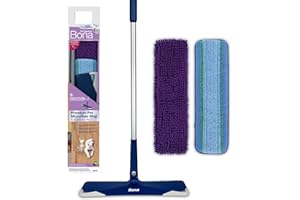 Bona Pet System Premium zestaw mopa z mikrofibry, do czyszczenia twardych podłóg, w zestawie 1 x mop podłogowy, 1 x podkładka do czyszczenia, 1 x podkładka do zamiatania, działanie elektrostatyczne