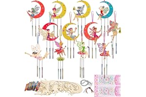 TYXHXTF 12 Pezzi Lavoretti Creativi, Scacciapensieri per Bambini, Elfo Campanelli a Vento, Vento in Legno, Fai da Te per Bambini, Decorazione Esterna, Regalo di Compleanno di Natale per Ragazze