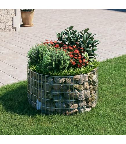 KADAX Gabionenkorb Aus Verzinktem Stahl – Pflanzkorb Für Draußen, 45x32cm, Wetterfest