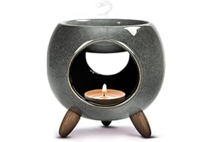 ‎KALOOGO Kaloogo Sabai Scent Duftlampe Keramik für ätherische Öle – Elegantes Duftlicht – wackelfreies Design – perfekte Wärmeabgabe – hochwertige Duftlampe Teelicht – für Duftwachs und Duftöl (Aschgrau)
