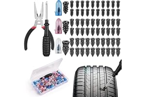 Samulee Omsscun 62Pcs Tyre Repair Kit Rubber Nails with Screwdriver, Car Puncture Repair Kit,Car Tyre Puncture Repair Kit, Tyre Puncture Repair Kit for Auto Car Motorcycle