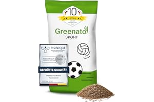Spiel und Sport Rasensamen Greenato Sport 5kg – Turbo Rasensamen Nachsaatrasen schnellkeimend Unkrautvernichter Rasen Grassamen ideal für Neuansaat extra robuster Rasen ausreichend für 200 m²