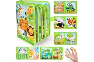 ASTEN Busy Book for Toddlers 1-3, Busy Board for 1 Year Old Montessori Toys, Quiet Activity Educational Sensory Toy Birthday Gift for Girls Boys Travel Plane Car