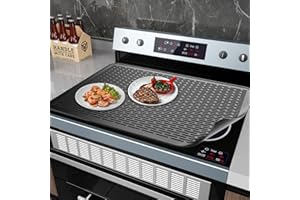 ABULUN Copri Piano Induzione 71 x 51 cm, Coperchio per piano cottura in silicone per fornelli elettrici, nero tappetino protezione piano induzione