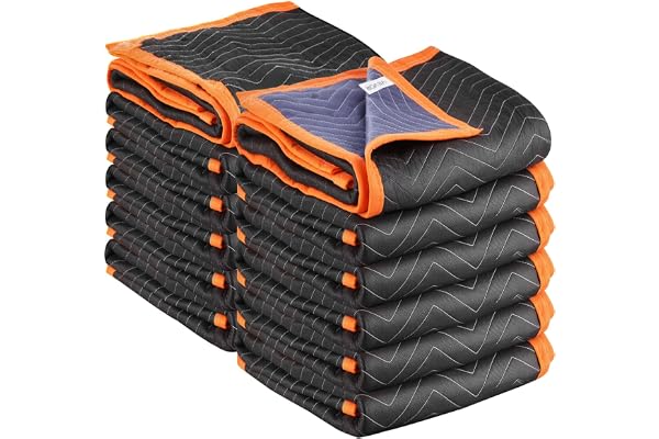 Vevor flyttfiltar, 12 st, 1829 x 1016 mm, förpackningstäcke med bomullsfyllning, möbelfilt, förvaringsfilt med non-woven tyg
