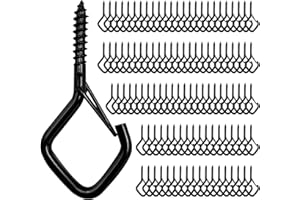 Ticway 110 PCS Q-Hanger Hooks for String Lights, Ceiling Hangers for Plants & Wind Chimes, Christmas Decorations Outdoor Hooks (Square Hanger) Black