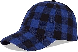 LANGZHEN Estampado a Cuadros de Gorra de béisbol Ajustable Gorra de béisbol Suave Mezcla de algodón Estampado a Cuadros para Hombres y Mujeres al Aire Libre