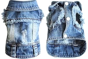 SUNDAYLIKELIFE Haustier Hund Denim Jacke Weste Hundekleidung Jeansjacke für Kleine Mittlere Hunde Katzen Haustier Mode Loch Jacke Pullover Nette Hundeweste Haustier Sommer T-Shirt Pullover (L, B)