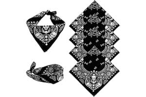 LuxStellar Bandana negra, 4 unidades, bandana para hombre con estampado de calavera, pañuelo de algodón ideal para ropa urbana, motociclistas, actividades al aire libre y accesorios de moda elegantes