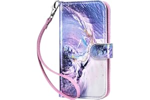 ULAK für iPhone 14 Hülle Flip Leder PU Klapphülle Cover Tasche Brieftasche Schutzhülle Standfunktion Handyhülle mit Kartenfächer Case für iPhone 14 6,1 Zoll - Lila Marmor