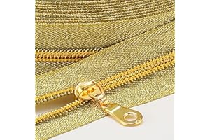 Sawoake Fermeture éclair en vrac de 9,1 m (#5), fermeture éclair en nylon Doré avec dents en Doré, fermeture éclair de rechange avec 20 curseurs de fermeture éclair pour sacs de couture