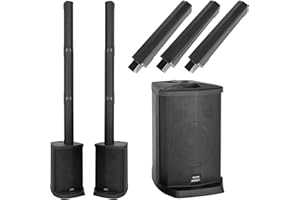 McGrey E-208LA Aktiv Line Array Säulenanlage Stereo Set - Linienstrahler-PA im 2er Set - je 100 Watt (RMS) - 8" Subwoofer - 2,5" Breitbandlautsprecher - USB/SD/Bluetooth Media-Player - Schwarz