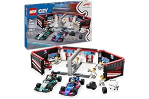 LEGO City F1 Garage & Mercedes-AMG & Alpine Cars - Toy Formula 1 Racing Vehicles Set with 2 Drivers & 4 Mechanic Minifigures - Gifts for 7+ Year Old Boys & Girls or Adult Fans - 60444