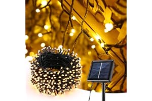 PhilzOps Guirlande Lumineuse Exterieur Solaire, 30M 300 LED Noel Lumineuse Solaire 8 Modes Etanche Lumière Lampe Décoratives pour Noel Jardin Patio Arbres Clôture Mariage Terrasse Maison, Blanc Chaud