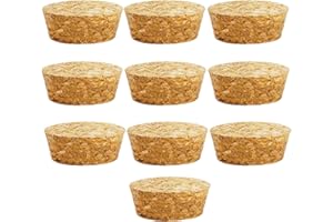 SKYPRO 10 pièces Bouchons en liège coniques en bois pour bouteilles, bouchons en liège réutilisables pour scellage, bouchons pour bouteilles, pour bar, bricolage, accessoires de cuisine (57x51x20 mm)