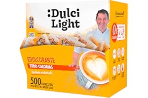DULCI LIGHT DULCE Y FAVORABLE Dulcilight Édulcorant Sucralose Zero Calorie 500 Buchettes 1gr=10gr de Sucre pour Diabetique | 100% Saveur Naturel avec Fibres Végétales | 0 Calorie No OGM Keto Sans Gluten Végétalien