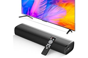 YINET-EU Soundbar für TV Geräte , 56W Lautsprecher mit Bluetooth 5.3/ARC/OPT/AUX – Wandmontierbares Heimkino-Surround-Sound-System Kleine Sound Bar für PC/Fernseher/Gaming/Projektoren mit 3 EQ-Modi (Black)