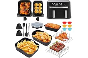 NVSEATY Akcesoria Do Frytkownicy Na Gorące Powietrze Tefal EY9018 Dual Easy Fry & Grill - 5,2/3,1 L - Airfryer Silikonowa Forma Do Pieczenia Chleba, Foremki Do Muffinek, Ruszt Grillowy