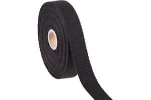 Shelver Heavy Duty Cotton Webbing Strap, 1 or 1.5 Inches and Colours, 5m (Black, 25mm)