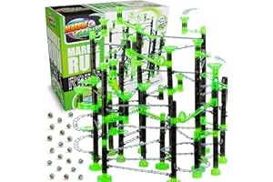 Marble Genius Marble Rails Extreme Set, 625 Piece Marble Run for Kids 8+ (55 Marbles, 80 Rail Pieces, 20 Base Pieces & More), STEM, Full-Color Instructions, Great for Kids & Teens