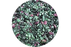 GAF TREASURES 0.5 Pound Natural Semi Tumbled Gemstone Chips, Crushed Mini Crystals, Undrilled Crystal Chips (Ruby Zoisite)