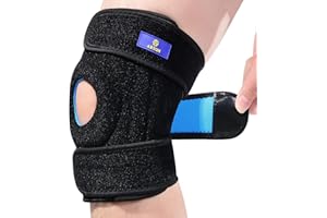 ABYON Orteza na kolano, dla mężczyzn i kobiet z stabilizatorami bocznymi i regulowanymi paskami, otwarta rzepka w przypadku zapalenia ścięgien stawów, łzy łąkotki, łagodzenie bólu stawów, rozmiar XL